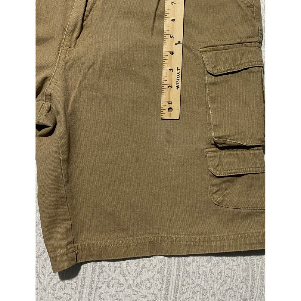 Rugged Wear Mens 38 Cargo Shorts Khaki Tan Cotton Multi Pocket Relaxed Fit - Picture 3 of 11